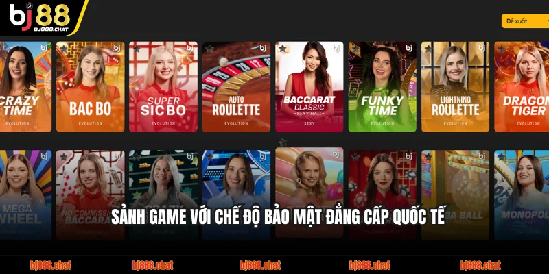 Sảnh game với chế độ bảo mật đẳng cấp quốc tế