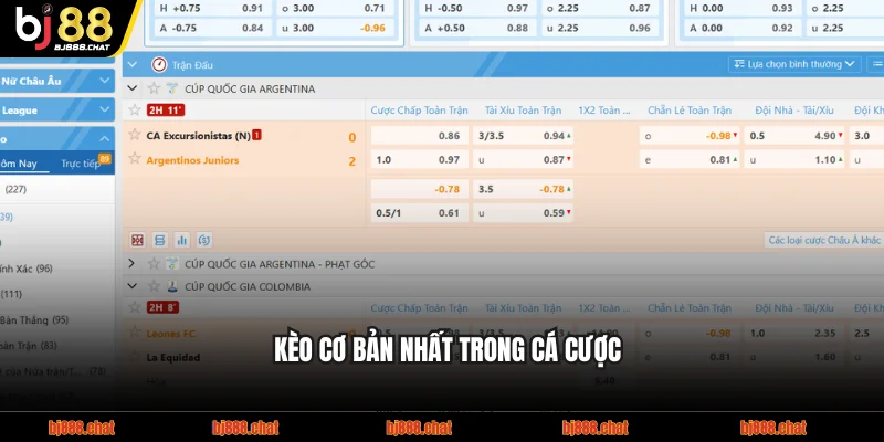 Kèo cơ bản nhất trong cá cược